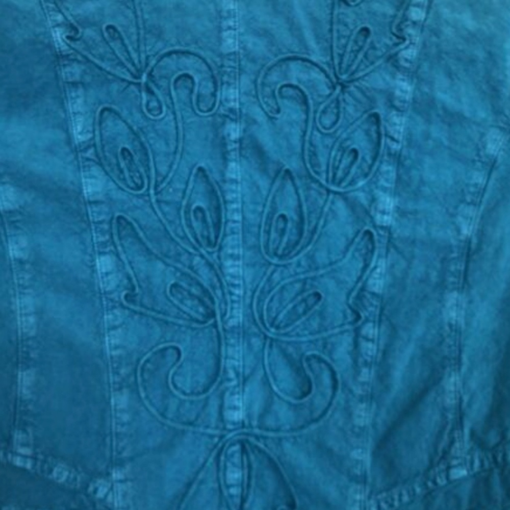 [Soft Surroundings] Western Teal Embroidered Top - Picture 6 of 6
